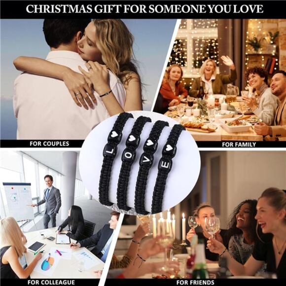 Mens Womens Initial Letter Bracelet Adjustable Couples Friendship Anniversary Gi - Picture 5 of 7